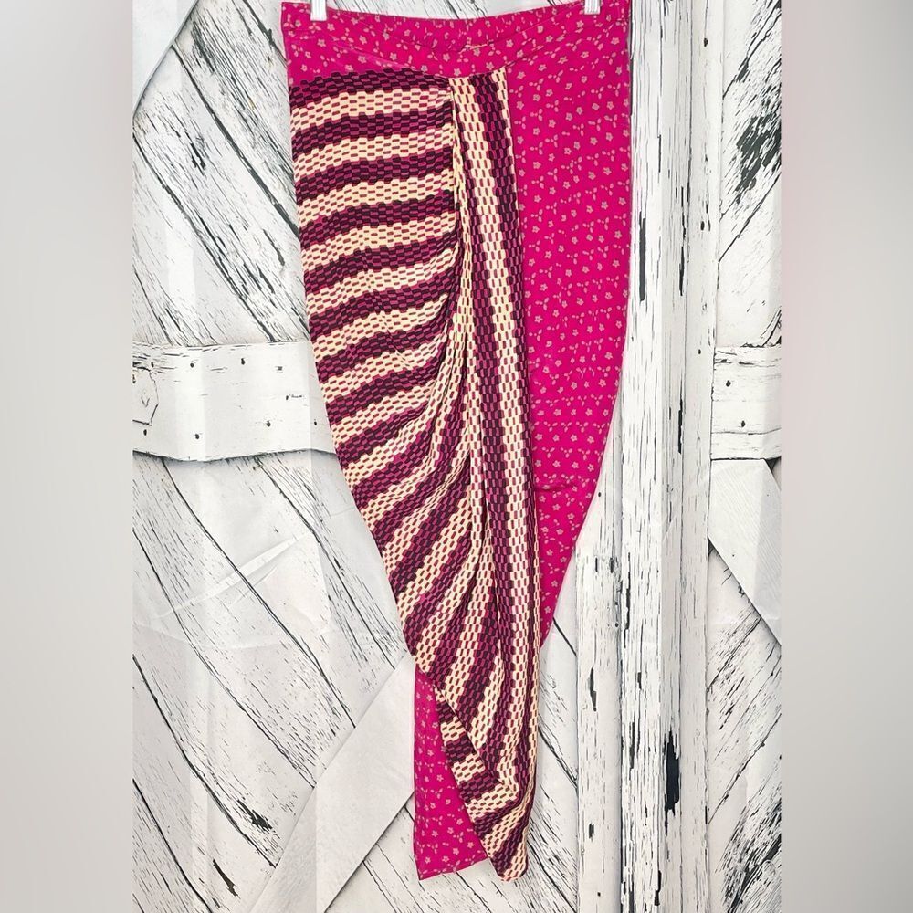 Anthropologie Anupamaa Elastic Waist Harem Pants Pink Silk Size L